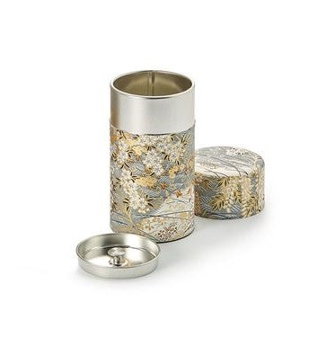 Japanese Tea Caddy - Silver & Gold motif