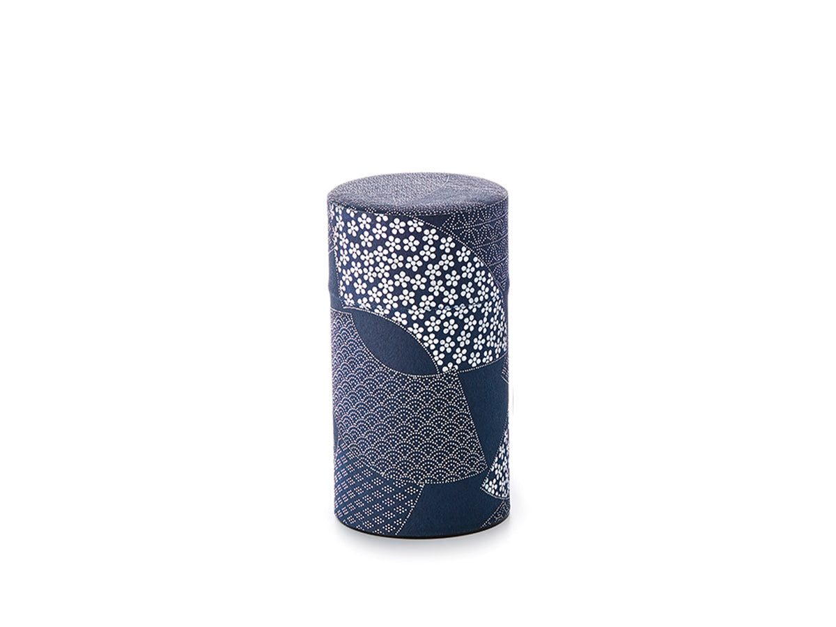 Japanese Tea Caddy - Blue Navy Swirls