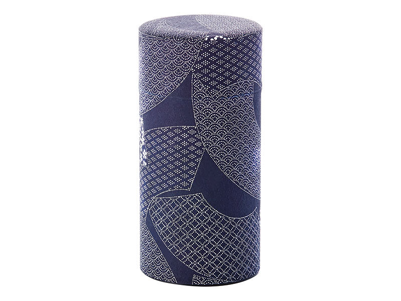 Japanese Tea Caddy - Blue Navy Swirls