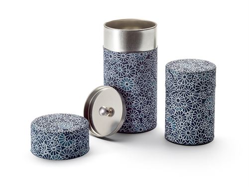 Japanese Tea Caddy - Blue Flowers