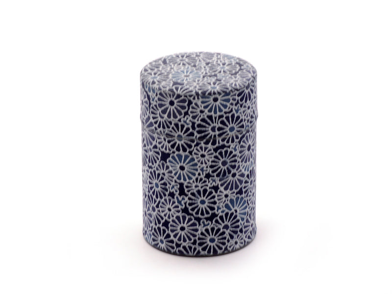 Japanese Tea Caddy - Blue Flowers