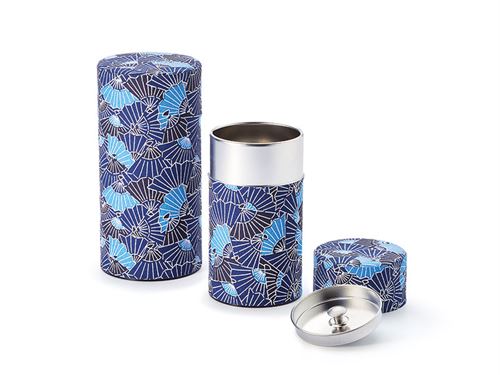 Japanese Tea Caddy - Blue Fans