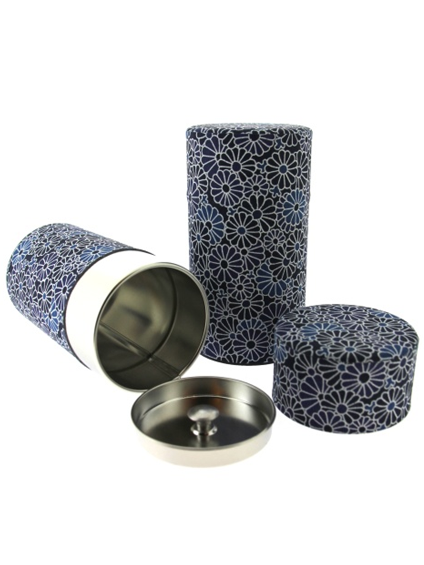 Japanese Tea Caddy - Blue Flowers