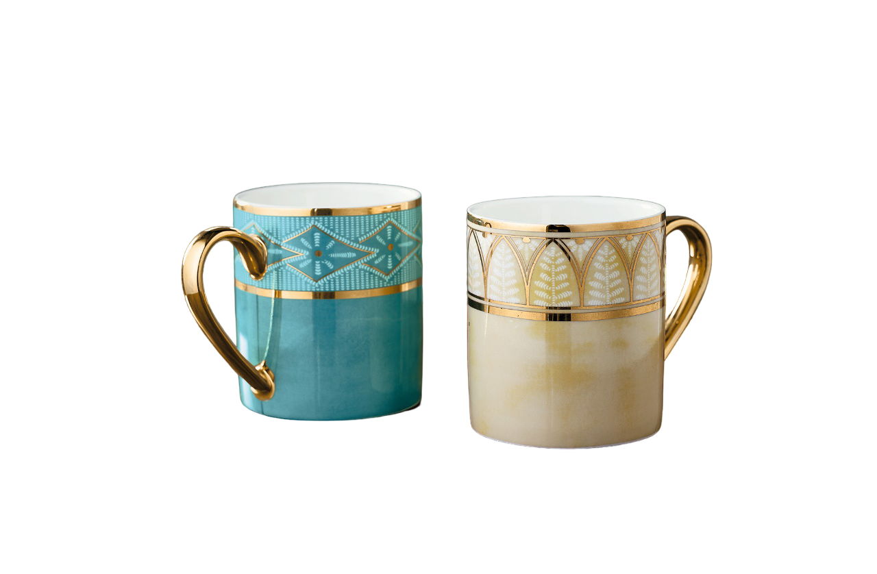 Pierre Bleu and Cream Duchesse Mugs