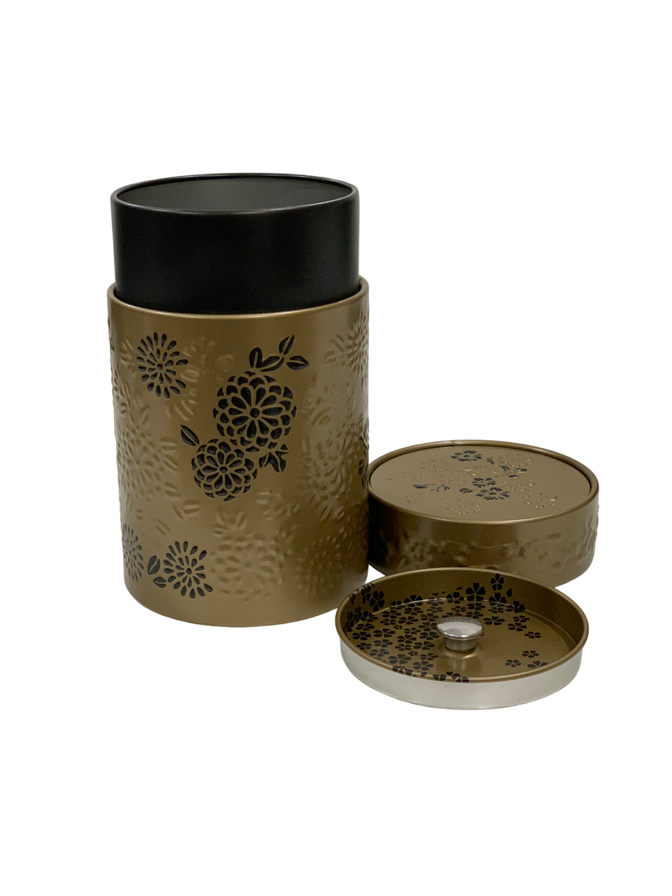 Gold Embossed with Black Flowers