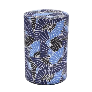 Japanese Tea Caddy - Blue Fans