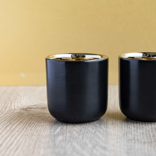Insulated Coffee Mugs - Black & Gold- Set of 2