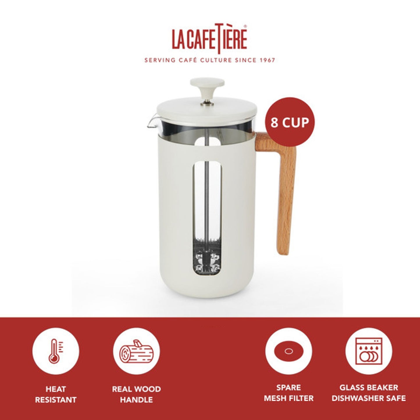 La Cafetière Pisa Cafetiere 8 cup - Flint