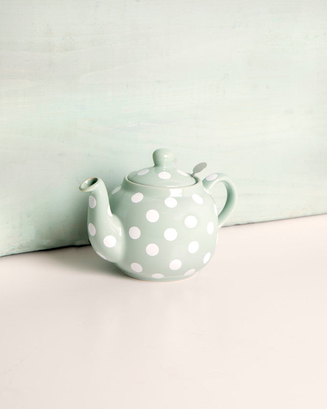 Teapot 4-Cup Green with White spots, with Infuser
