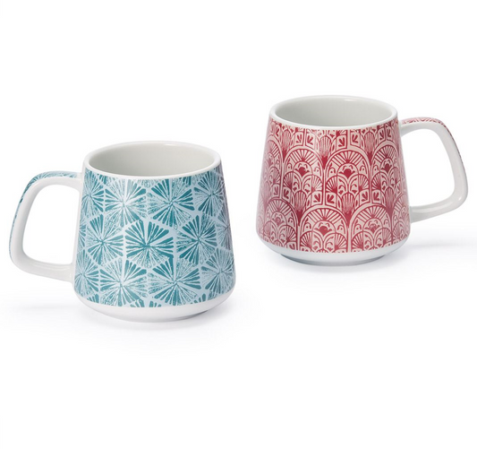 Boho Mugs Green and Pink