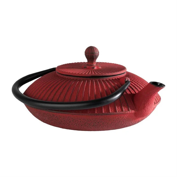 Cast Iron Teapot with Infuser Red