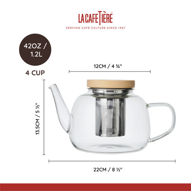 Realto Glass Teapot 4-Cup, with Infuser