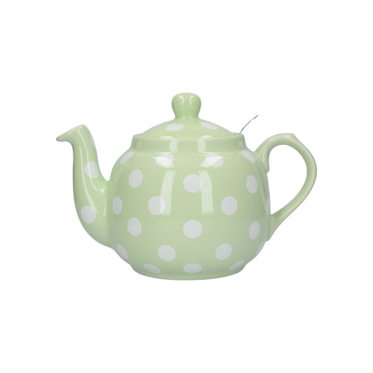 Teapot 4-Cup Green with White spots, with Infuser