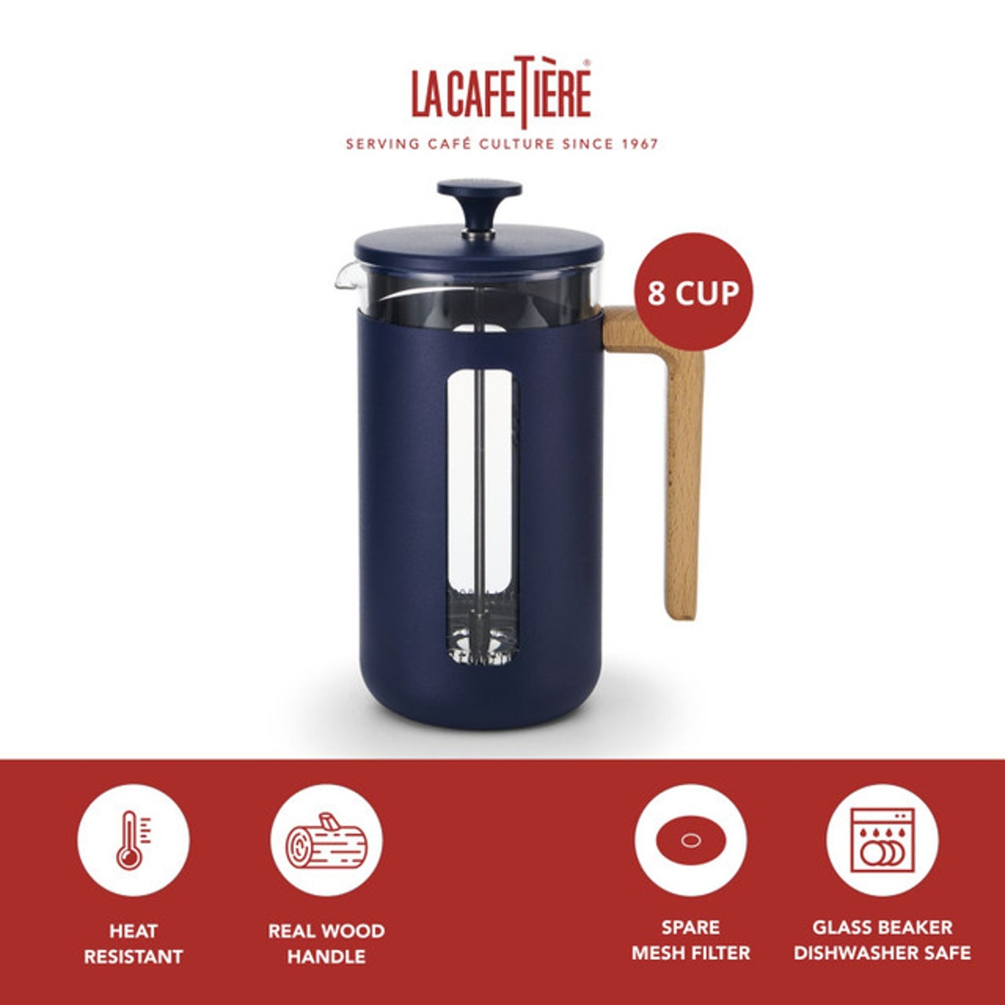 La Cafetière Pisa Cafetiere 8 cup - Navy