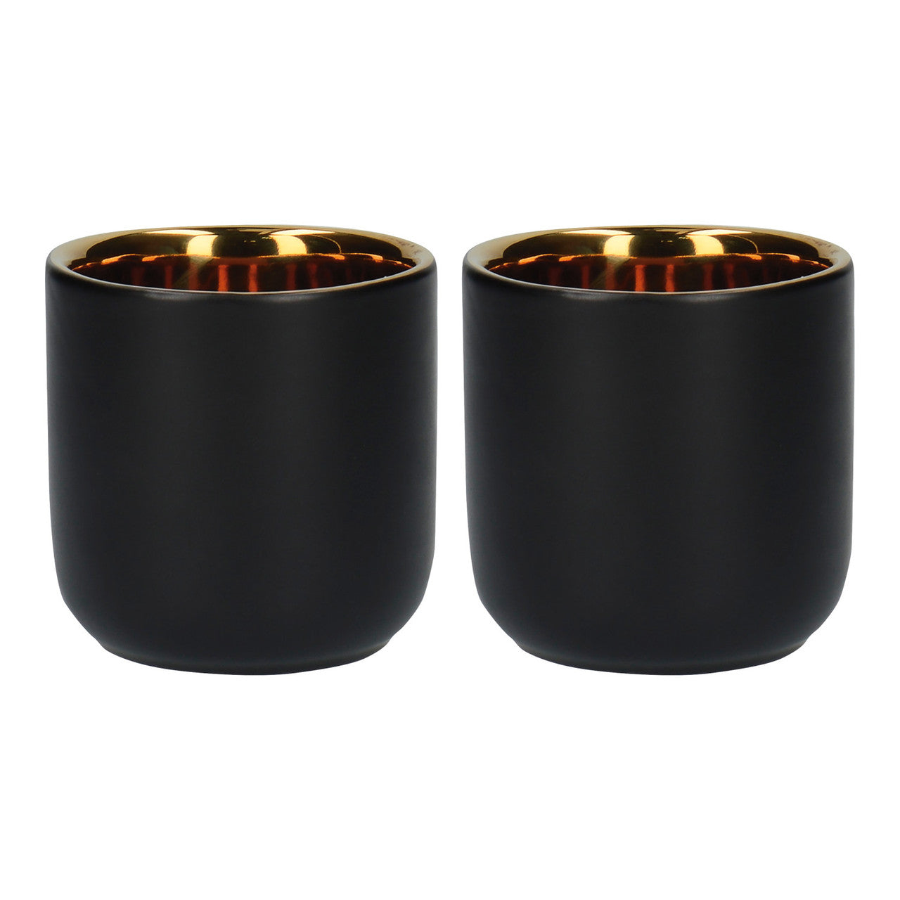 Insulated Espresso Cups Black & Gold - Set of 2