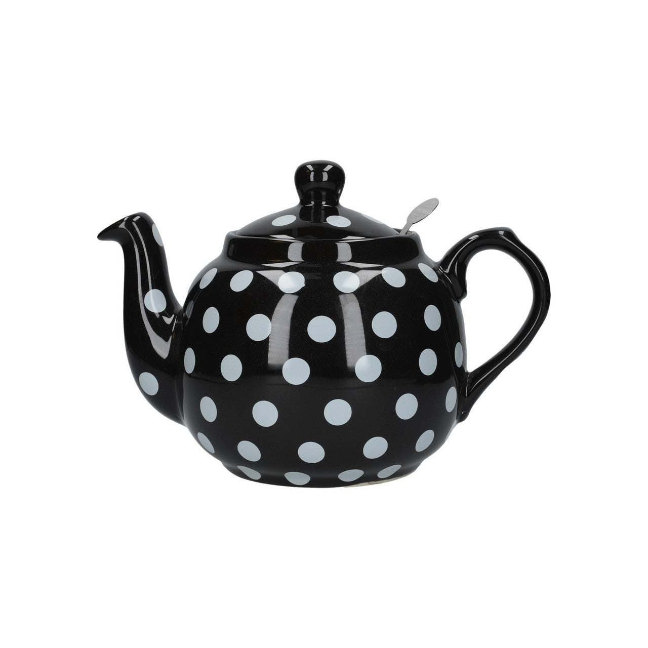 Teapot 4-Cup Black with White spots, with Infuser