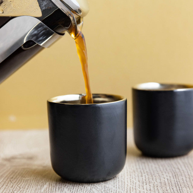 Insulated Espresso Cups Black & Gold - Set of 2