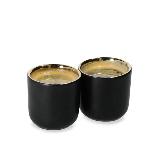 Insulated Espresso Cups Black & Gold - Set of 2