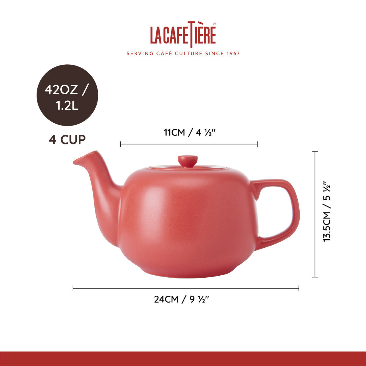 Teapot 4-Cup Chestnut Rose