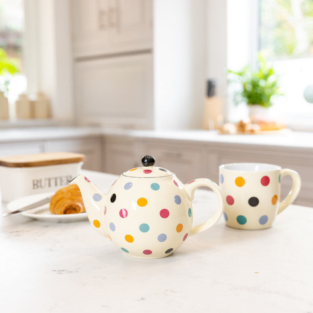 Teapot 6-Cup, Polka Dot Ivory