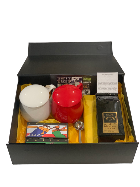 Extra Large Black Gift Box with 2 Mugs, Chocolate and Measuring Spoon