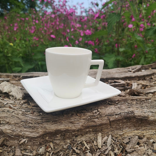 LIMITED STOCK - White Coffee Cup and Saucer - 11 Available