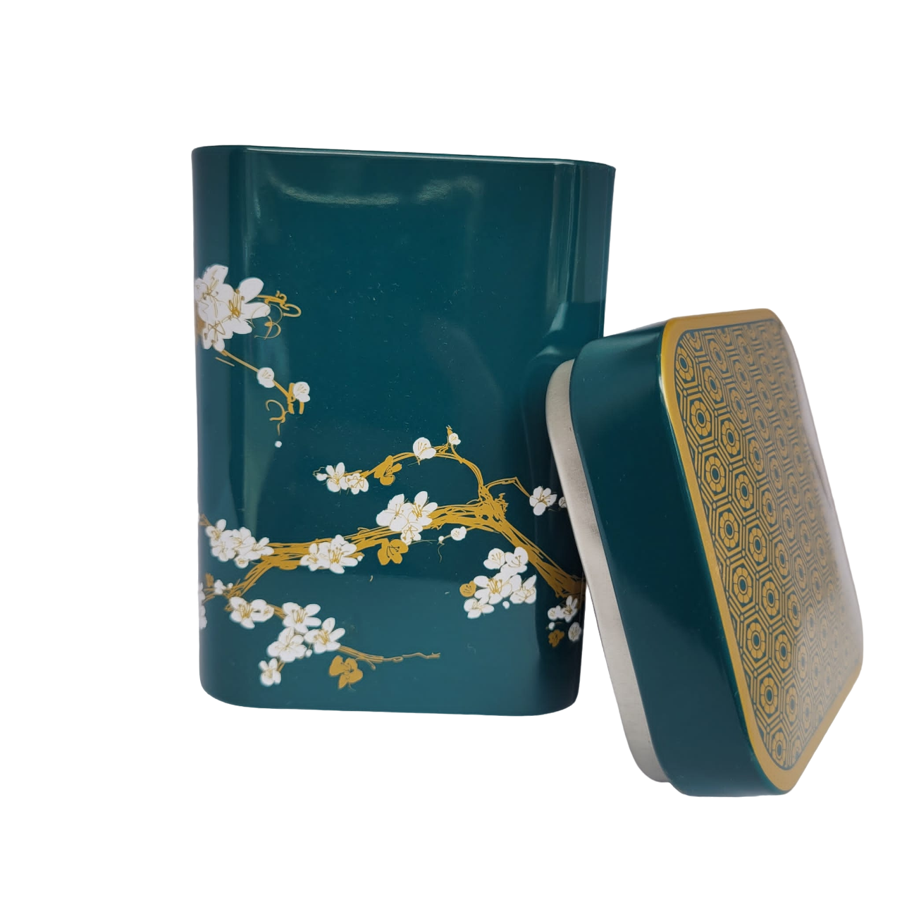 Cherry Blossom Tea Caddy - Red Blue and Dark Green